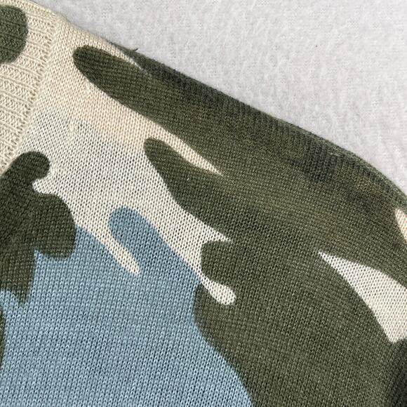 MAGASCHONI Sweater Womens M Silk Cashmere Tunic Camo 3/4 Sleeve Green Blue - Picture 7 of 12